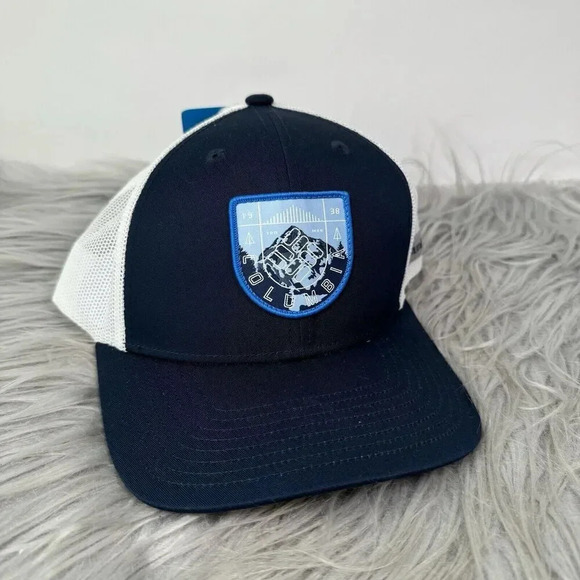 Columbia Other - Columbia Hat Navy Blue White Mesh Snapback Baseball Cap Hiking Outdoor Range New